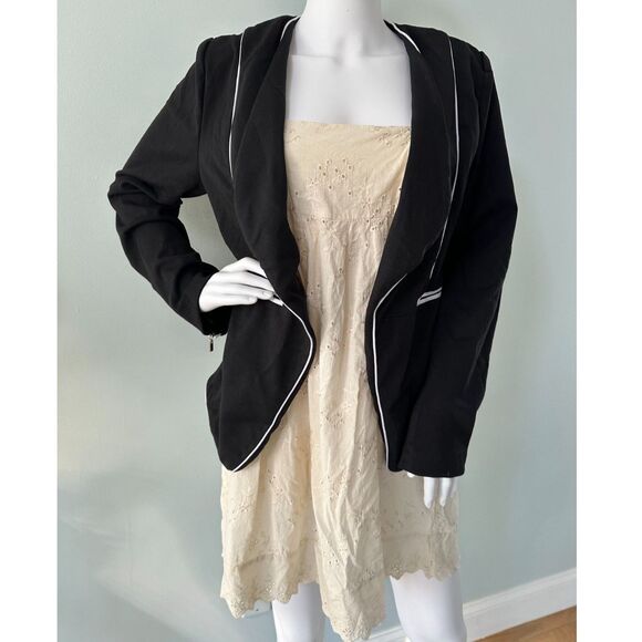 Stoosh Women's Black Long Sleeve Open Front Suit Jacket Blazer Size Large - Picture 1 of 5